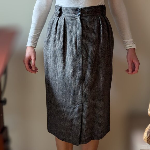 Dior Wool Tweed Skirt Brown Pencil Midi Straight Skirt Size 10 - Picture 2 of 16